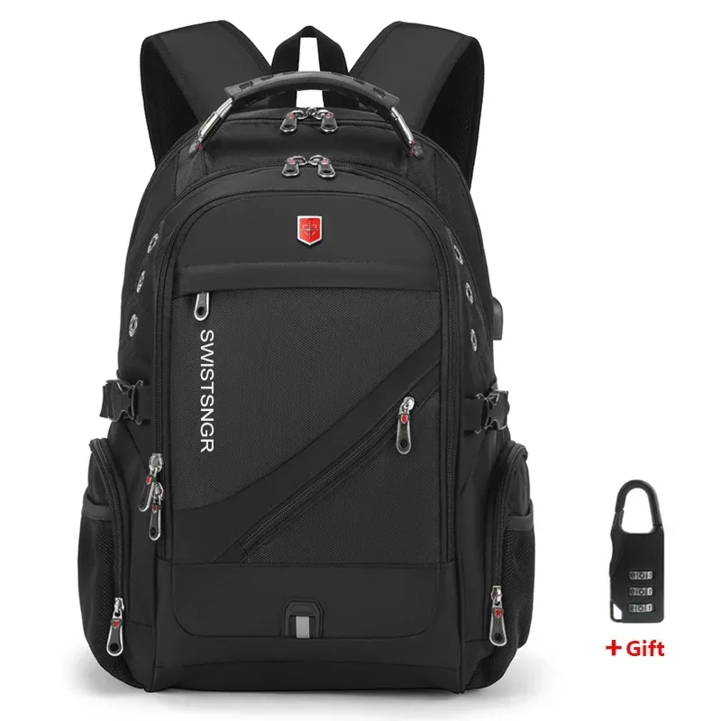 sac à dos étanche pour ordinateur portable 15.6/17.3 pouces, chargeur usb, sac à dos suisse, sac de voyage pour femmes, sac d'école vintage mochila