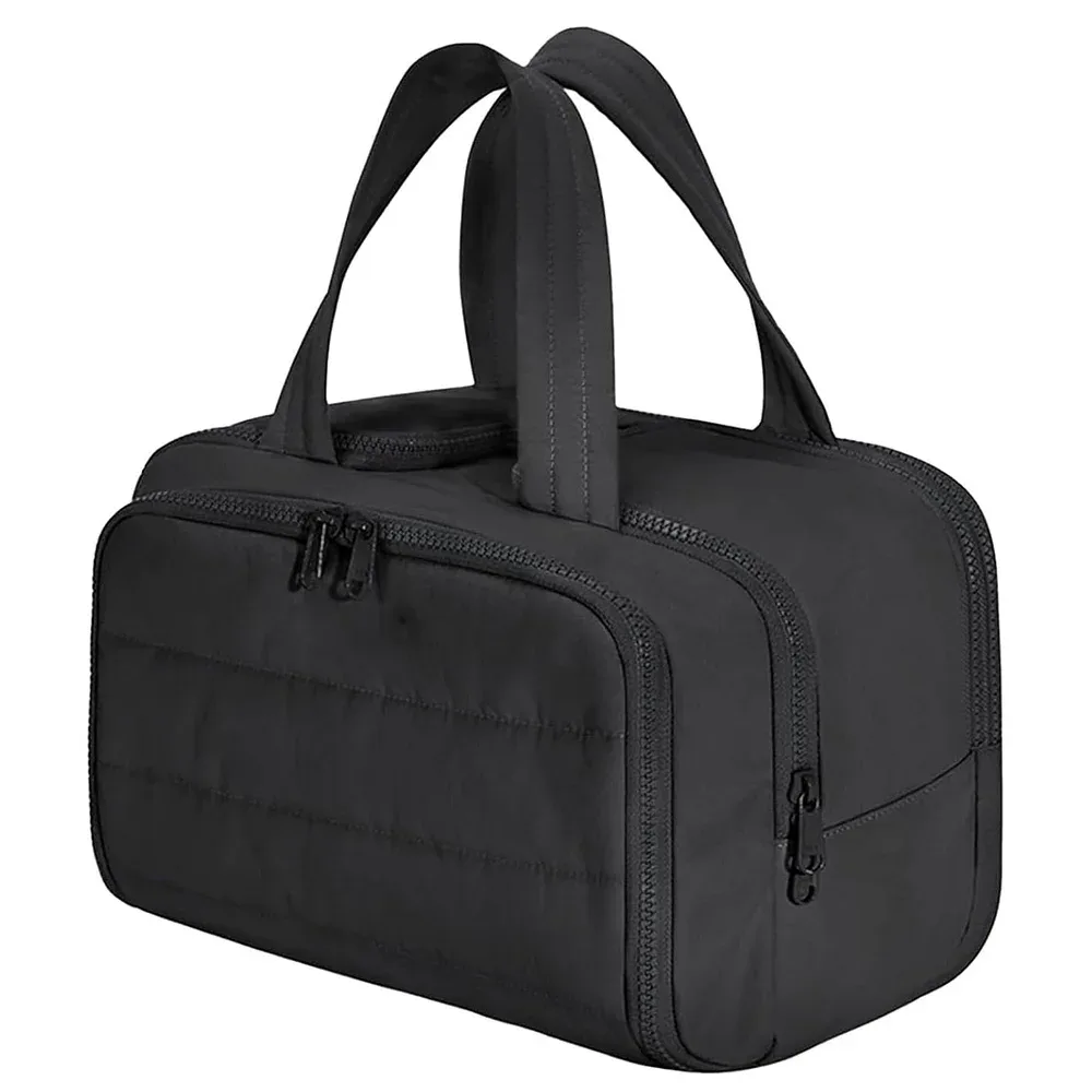 nouvelle trousse de maquillage de grande capacité, trousse de toilette portable, trousse à cosmétiques moelleuse à large ouverture, organisateur de voyage avec compartiments.