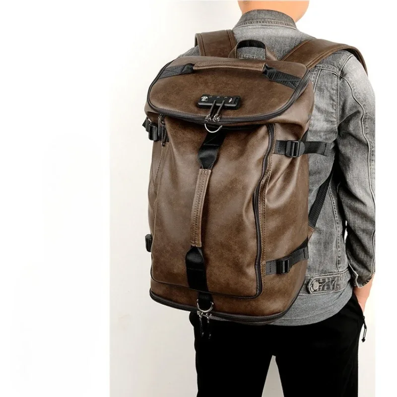 sac à dos de voyage rétro pour hommes, antivol, verrouillage par mot de passe, grande capacité, sac à dos pour ordinateur portable, sacs à bandoulière multifonctions