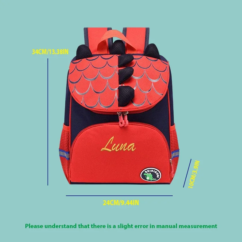 sac à dos personnalisé brodé en forme d'animal de dessin animé, licorne, dinosaure, mignon et tendance, plein de charme.