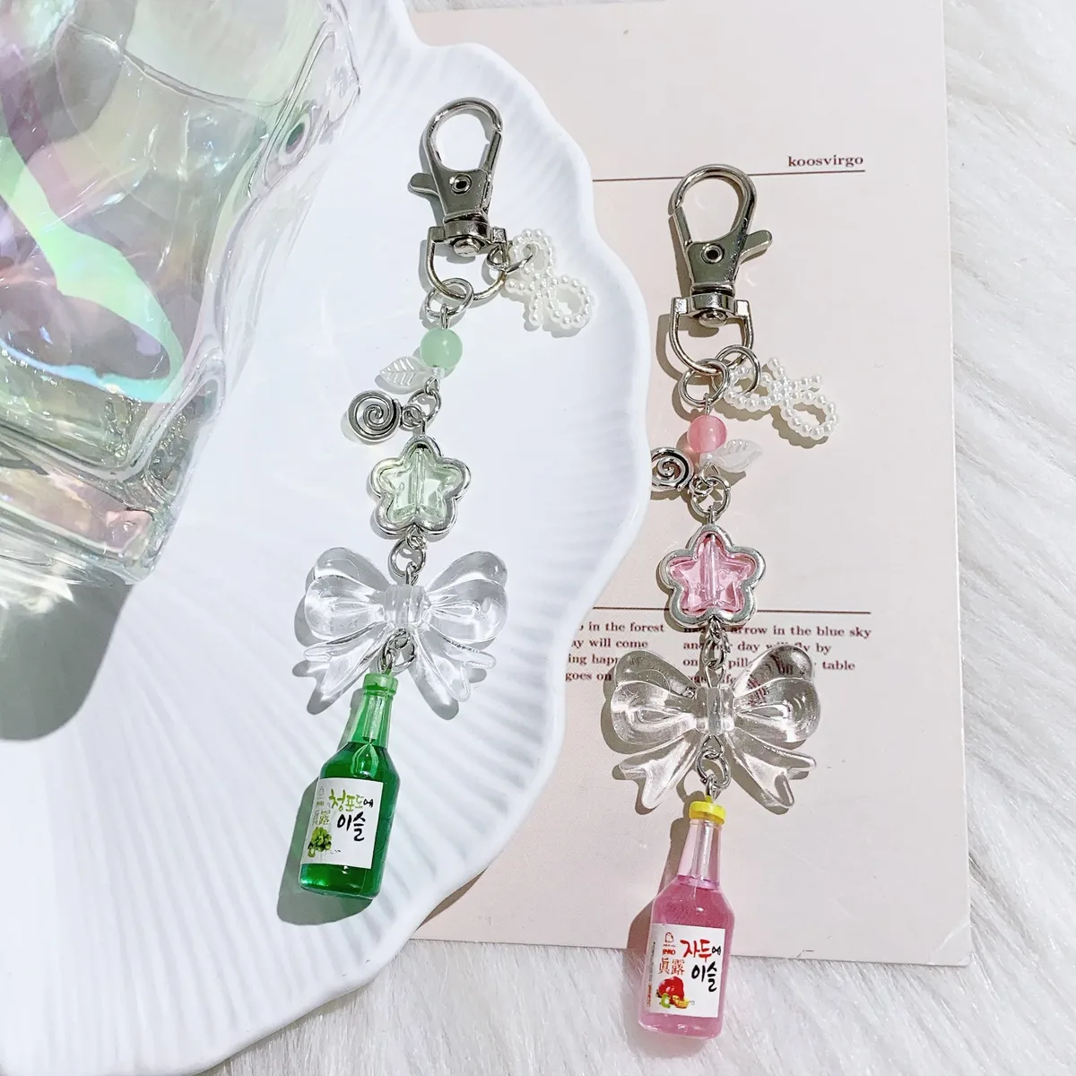 pendentif nœud papillon oreilles pour femmes, étuis de téléphone, cintres de valise et porte-clés, couleur rose, simple et mignon kawaii pour filles à la mode