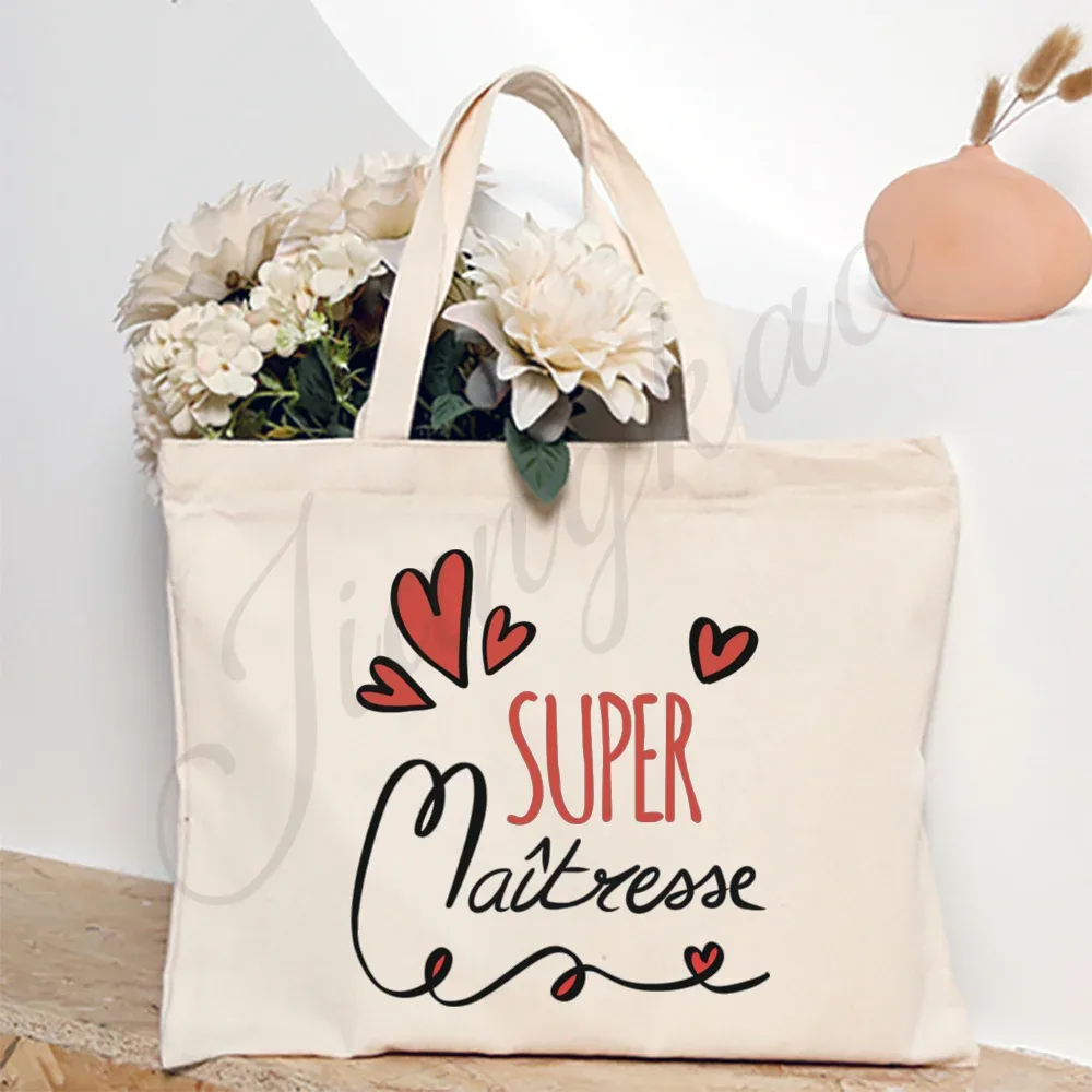 merci enseignant français impression femmes sac à bandoulière toile sacs à provisions femmes sacs à main sac fourre-tout réutilisable meilleurs cadeaux pour maitresse