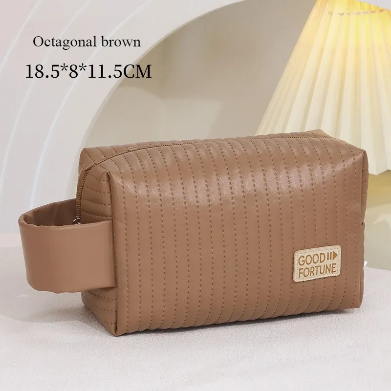 trousse de maquillage pratique, trousse de toilette portative de couleur unie en pu, sac de rangement de cosmétiques, rangement de voyage de grande capacité wj032