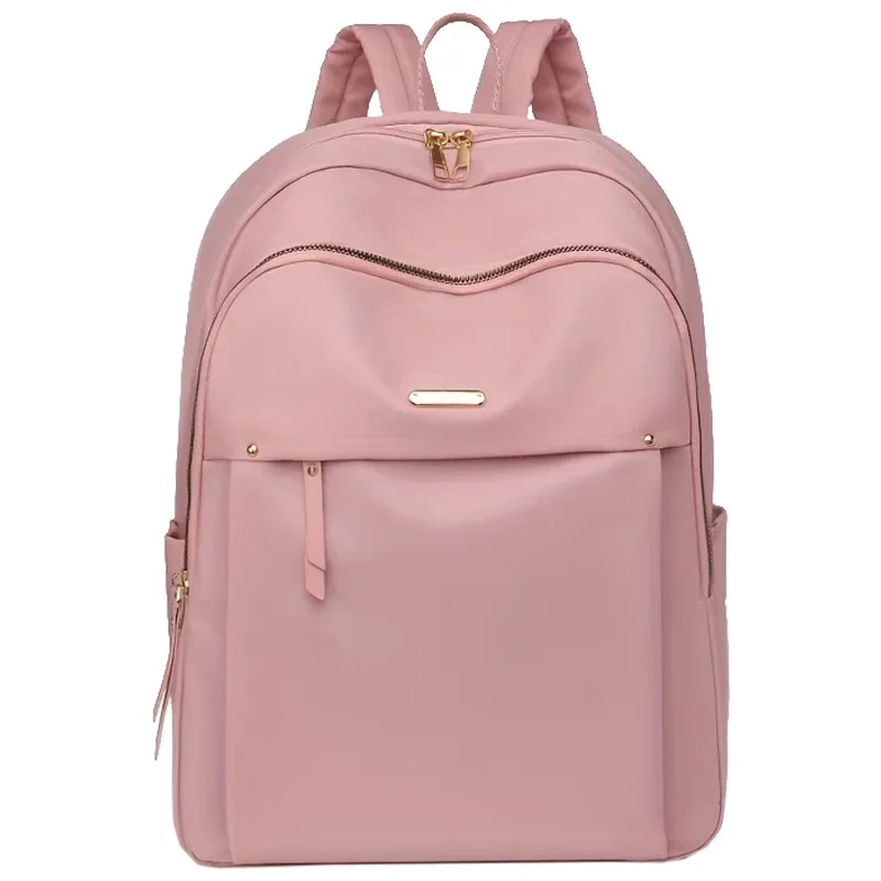 sac à dos en nylon rose pour femmes, grande capacité, imperméable, sac d'école de voyage pour adolescentes, sac à dos tendance pour ordinateur portable avec port usb