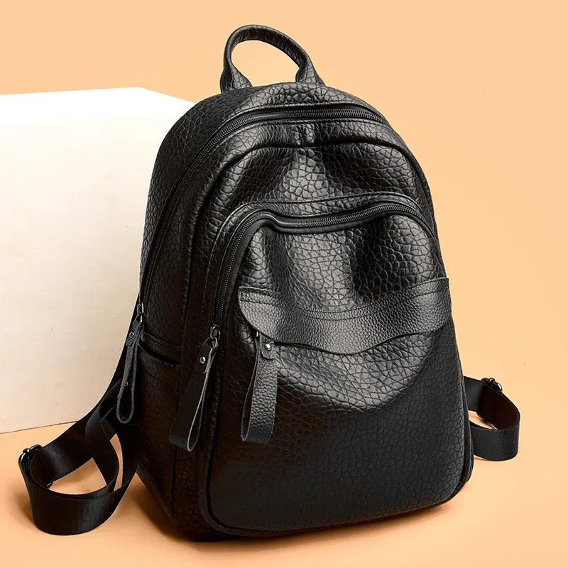sac à dos classique de luxe en cuir de vachette pour femme, sac de voyage tendance, sac d'école pour filles, mochilas feminina