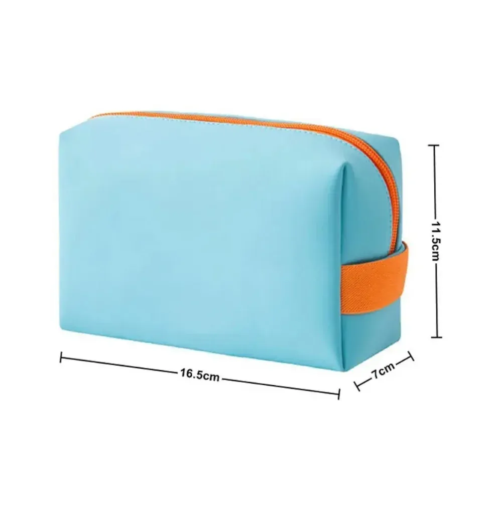 sac de maquillage portable en cuir pu, style ins, pochette cosmétique imperméable, sac de rangement léger multifonctionnel pour articles de toilette