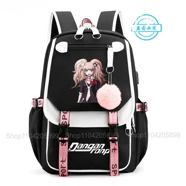 sac à dos danganronpa anime mochila, sac d'école pour étudiants, sac de voyage avec port usb, sacoche décontractée pour ordinateur portable, grand sac messager, cadeau