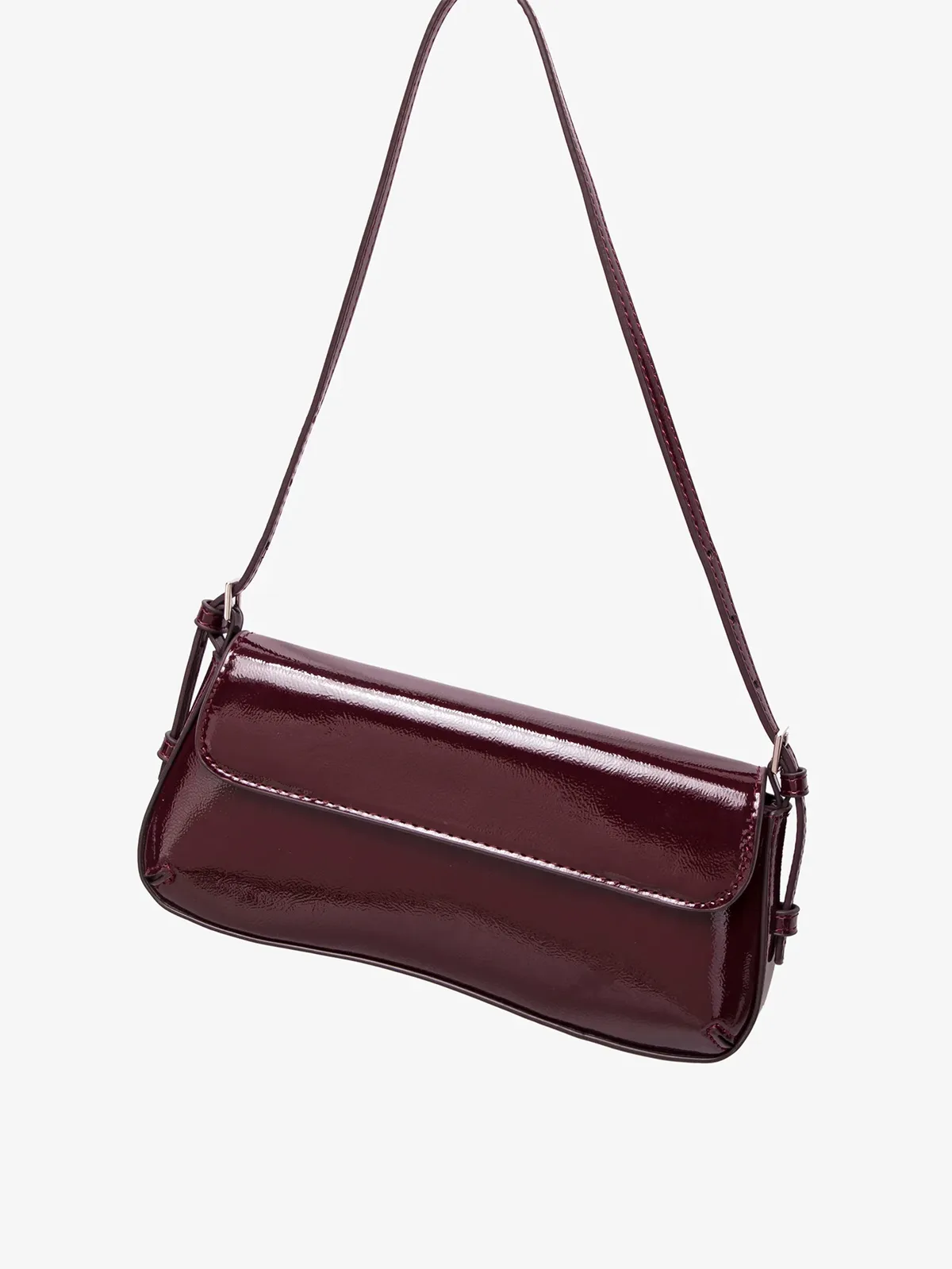 sac à bandoulière brillant pour femmes, élégant et stylé, sac à main rouge vin, petit sac sous le bras, pochette polyvalente de couleur unie