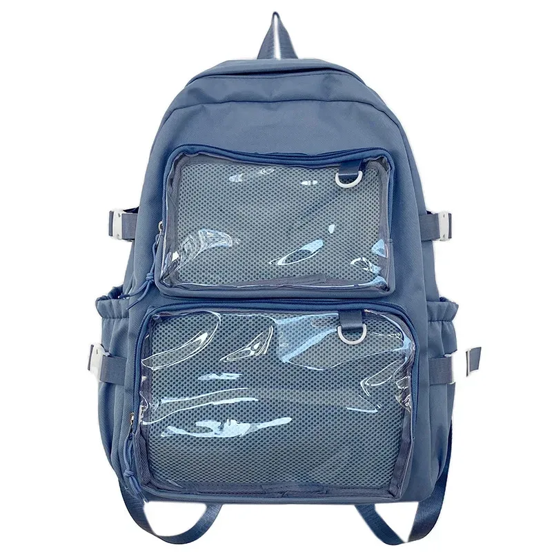sac dos nylon transparent noir blanc rose voyage fenêtres claires affichage broches organisateur élégant