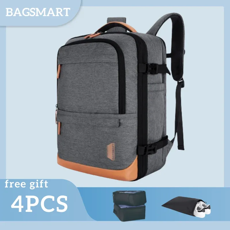 sac dos pvc beige gris compartiment ordinateur portable 17.3 pouces antivol fonction charge usb voyage sport école shopping