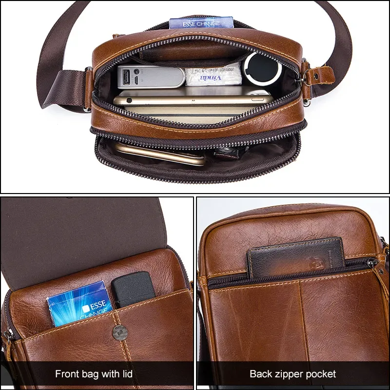bullcaptain – sac messager en cuir pour hommes, sacs à bandoulière d'affaires adaptés pour ipad de 7.9 pouces, mini sacs à bandoulière de haute qualité