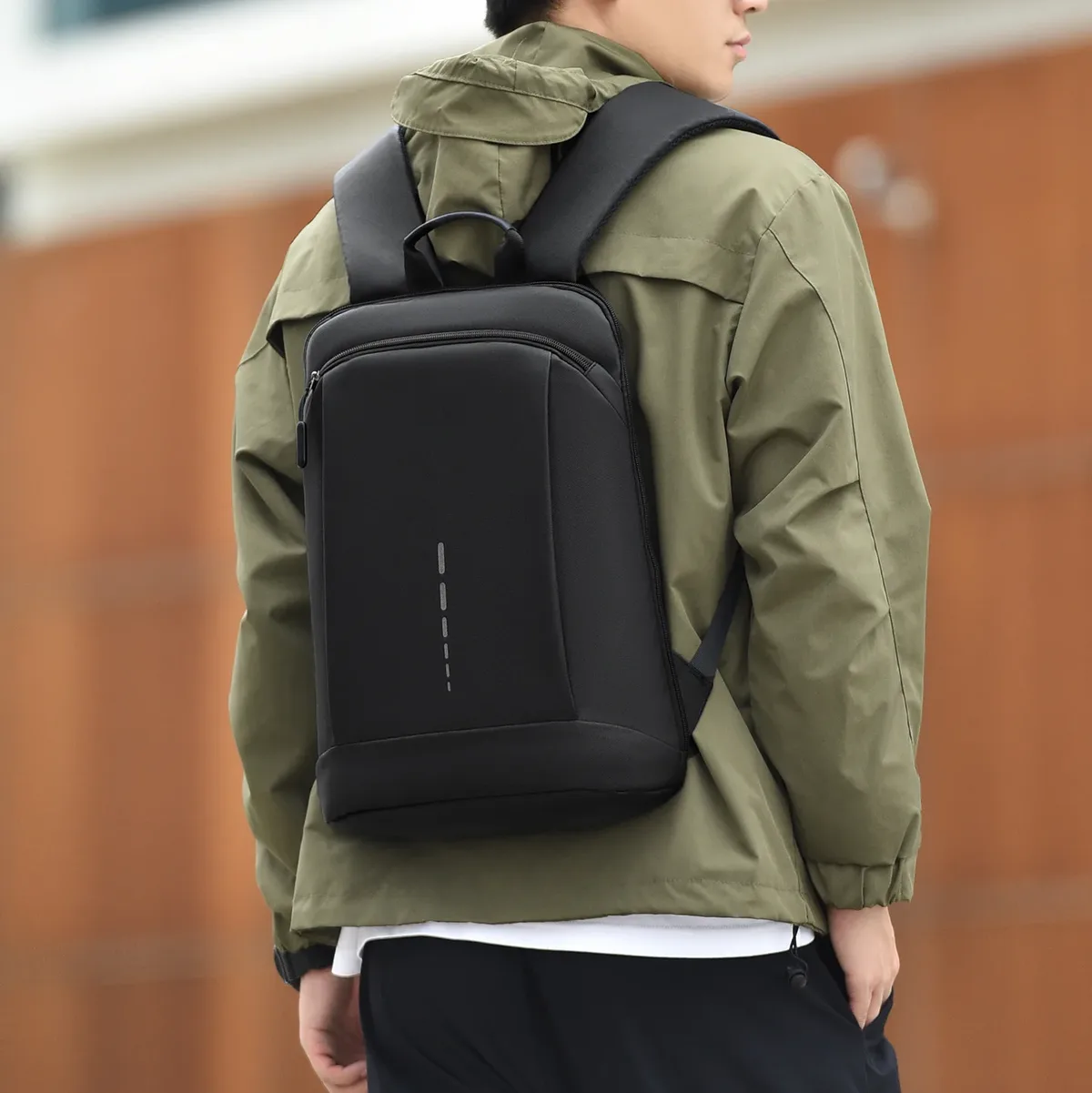 sac dos polyester imperméable gris noir beige cadre interne grande capacité bandoulière arquée informatique décontracté