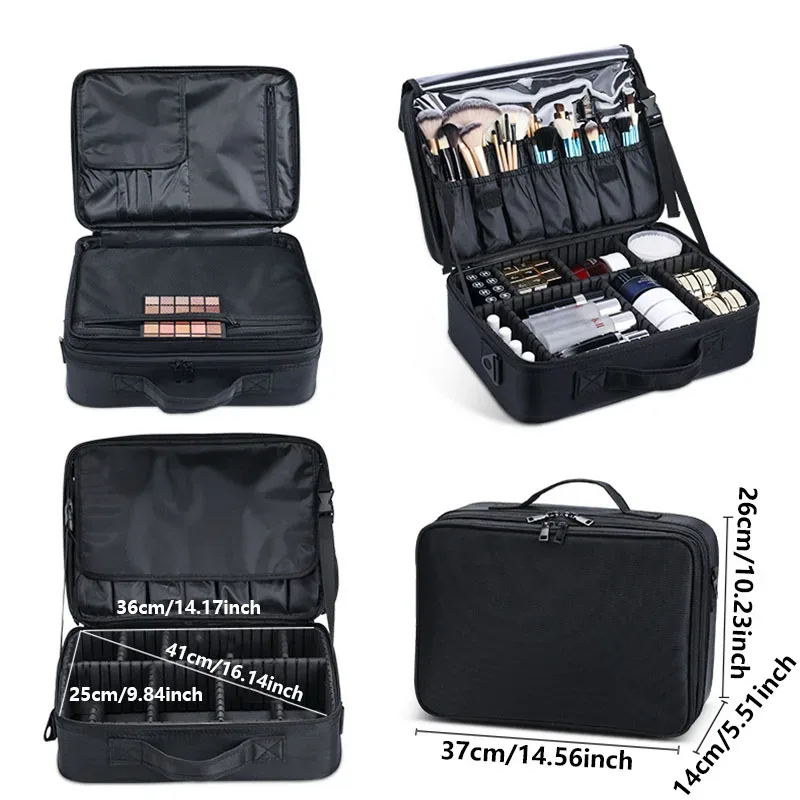 nouvelle trousse de maquillage oxford pour femmes, trousse de cosmétiques de voyage professionnelle de grande capacité, boîte à outils de manucure et de maquillage étanche