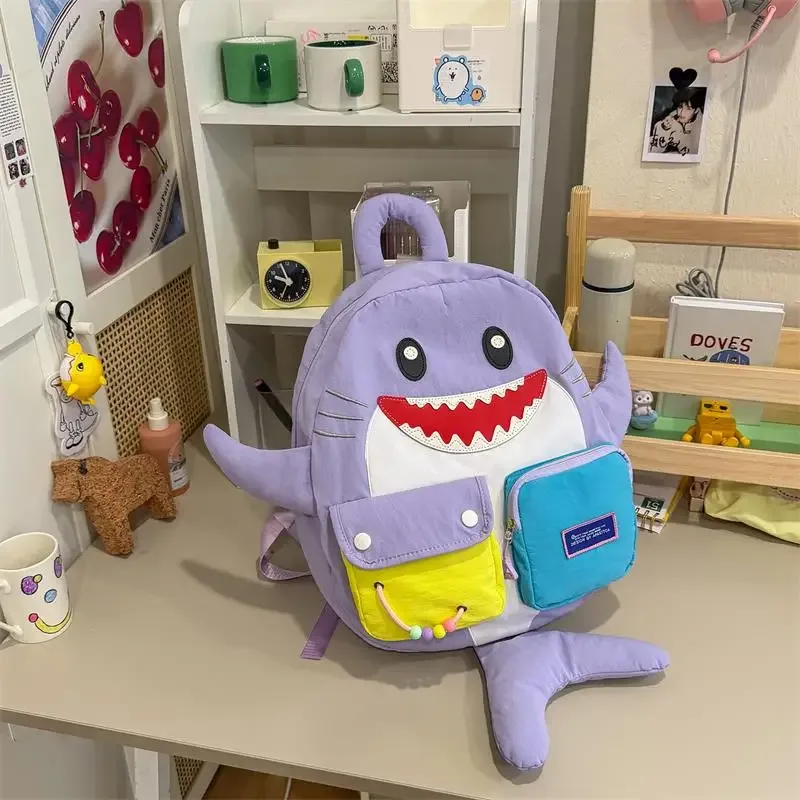 sac à dos fashion shark, grande capacité, sac à dos de voyage, sac d'école pour étudiants, sac à dos décontracté, sac multi-poches pour les trajets quotidiens, unisexe, sportif
