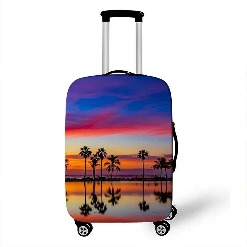 arbre hawaïen plage impression housse de bagage coucher de soleil noix de coco femmes hommes valise de voyage housses de protection horus boîtier de chariot couverture cadeau
