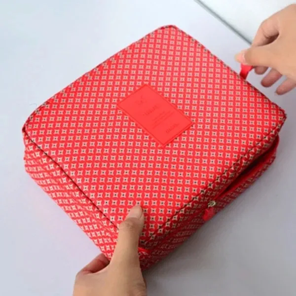 sac de maquillage de voyage multifonctionnel pour filles, organisateur de cosmétiques portable imperméable avec plusieurs compartiments pour femmes