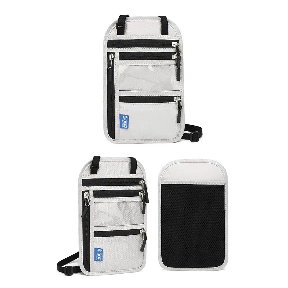 Sac de passeport anti-RFID multi-poches, étanche, antivol, avec sangle de cou réglable, portefeuille de cou