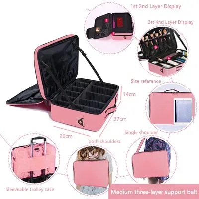étui à pinceaux de maquillage, sacs de maquillage, valise de maquillage professionnelle complète pour femmes, vanité maleta maquillaje, boîte de rangement d'outils pour ongles