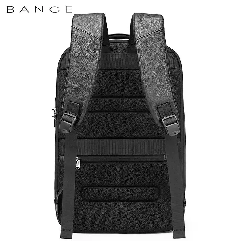 sac dos cuir vache polyester antivol élégant noir texturé glissières latérales bandes ergonomiques compartiment ordinateur portable 20 35 litres transport voyage affaires école