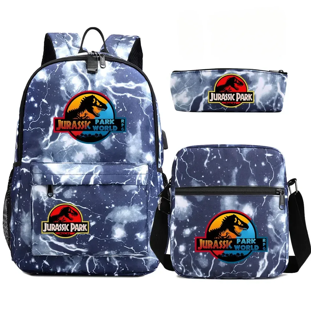 sac à dos de voyage avec serrure antivol usb pour garçon et fille, cartable pour livre d'école pour enfants, sac à stylo, 3 pièces