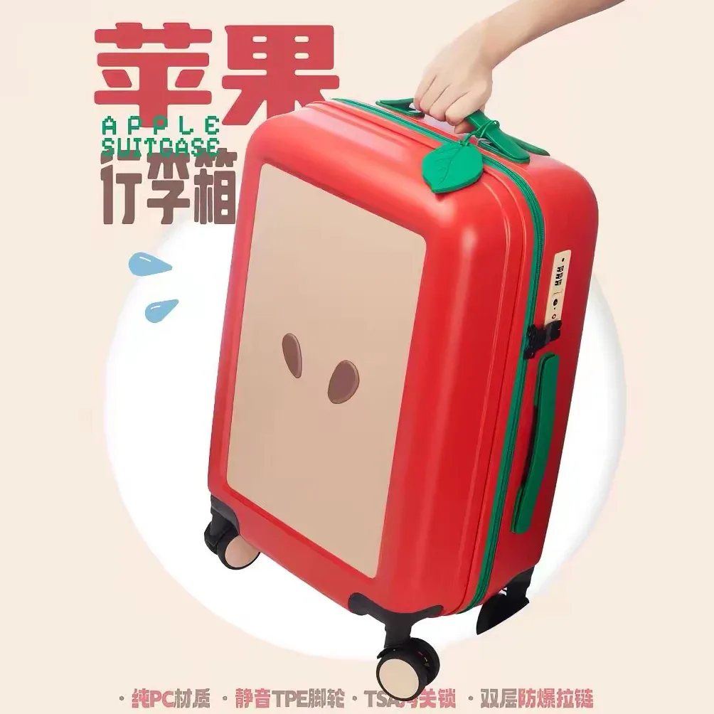 valise design pomme verte et pomme rouge 20 pouces 24 pouces, bagage à roulettes avec serrure tsa, roues silencieuses et durables | unis