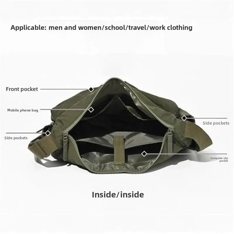 sac messager décontracté épais de qualité supérieure, sac à bandoulière simple, sac pour ordinateur portable de grande capacité, sac de sport multi-poches pour hommes et femmes