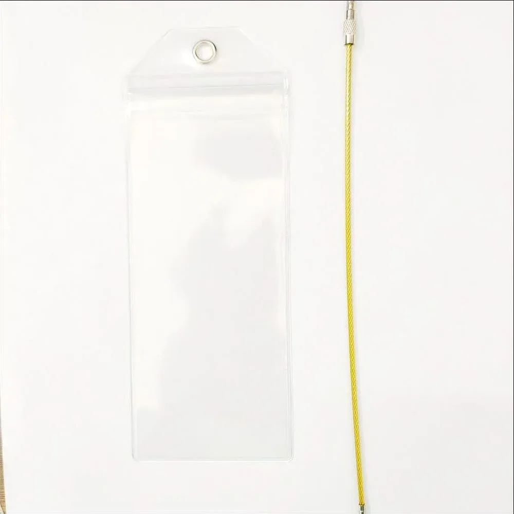étiquette bagage plastique transparente bleue motifs blancs jaunes voyage croisière identification valise nom adresse