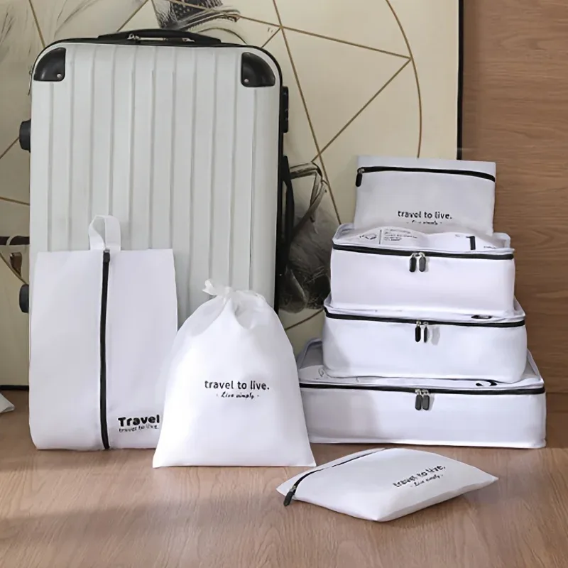 organisateur voyage polyester blanc noir beige cosmétique accessoires compacts polyvalents sécurité durabilité santé santé utilisateurs voyages efficacité