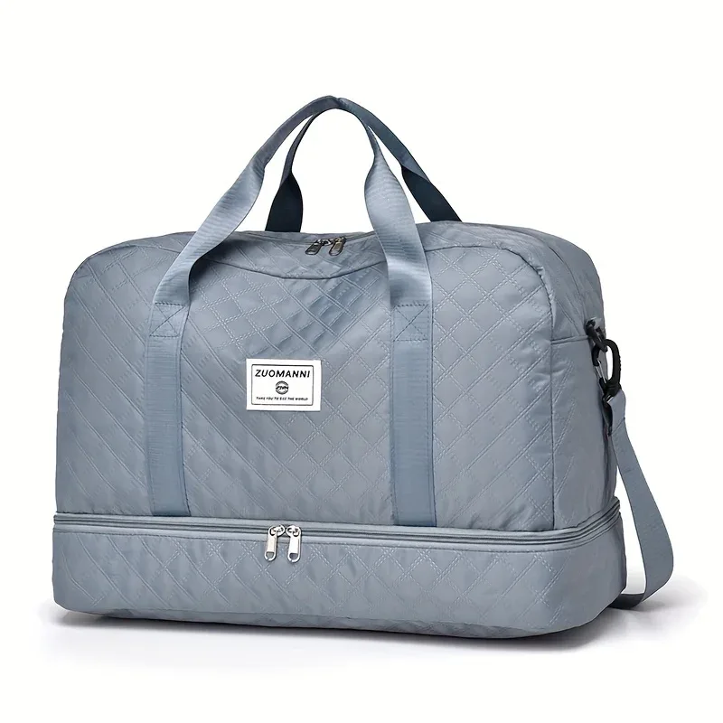 sac de voyage décontracté en nylon, grande capacité pour le sport et le fitness, sac de week-end portable à plusieurs poches pour la nuit.