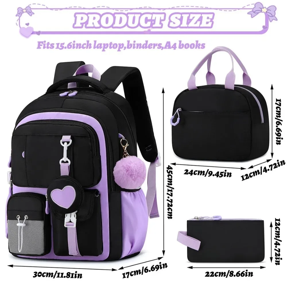 sac à dos grande capacité avec trousse intégrée, design orthopédique, série love, sac à dos princesse multifonctionnel style mochila