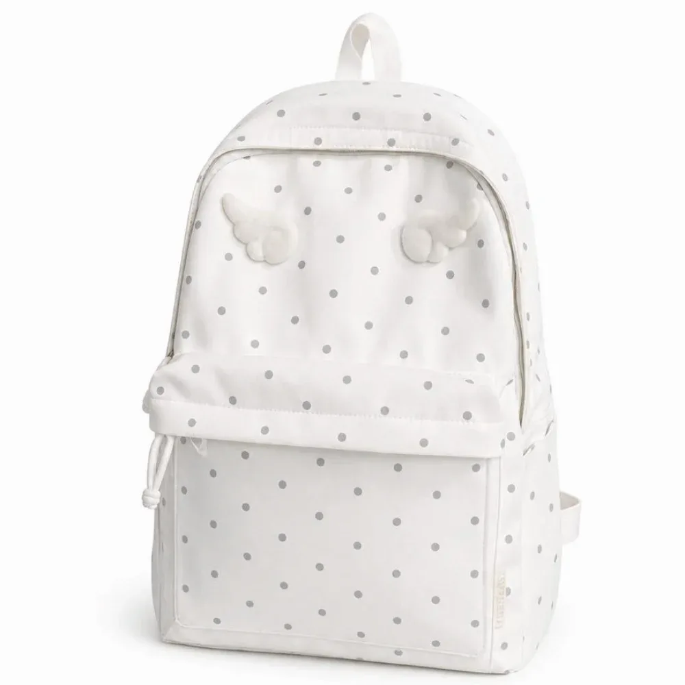 sac à dos à pois 2 tailles, grande capacité, avec poche transparente, pour l'école, motif à pois, sac à dos à poche transparente