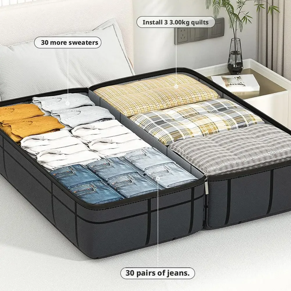 sac de rangement pliable en tissu non tissé de grande capacité, anti-poussière et résistant à l'humidité avec fermeture éclair, sac de voyage portable pour bagages mobiles