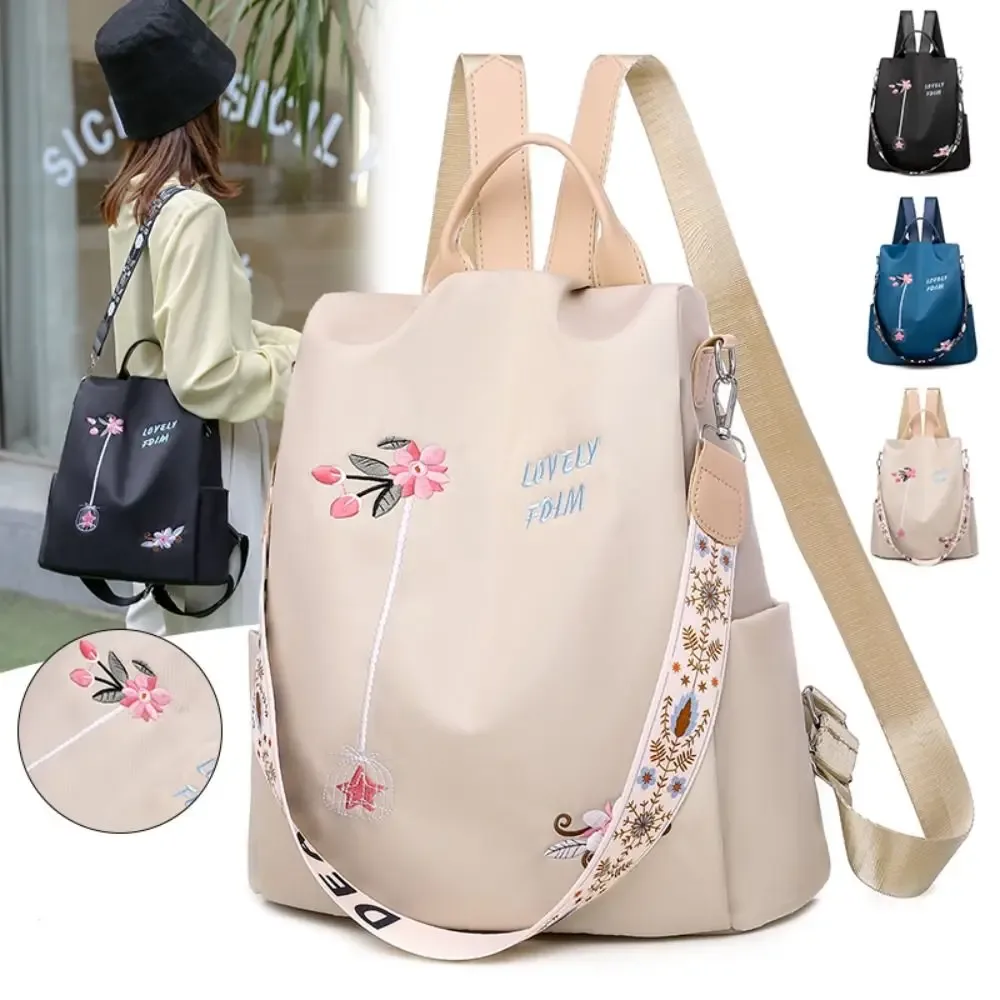 sac à dos oxford étanche pour femme, sac de broderie décontracté pour femme, grande capacité, sac à main de voyage, sacs à provisions, sac d'école, mode