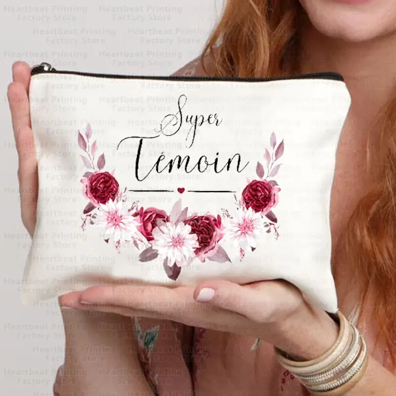 témoin sac de témoin nom doré sac cadeau de mariage kit d'enterrement de vie de jeune fille sac sacs de maquillage sacs de toilette de demoiselle d'honneur merci sac cosmétique