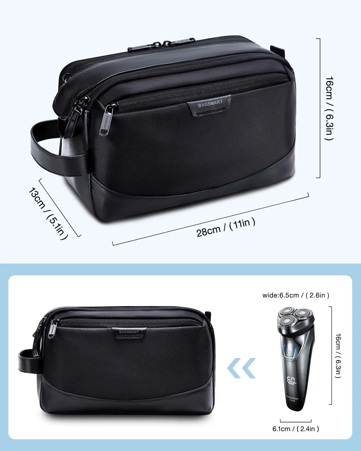 bagsmart trousse de toilette pour hommes, grand organisateur de trousse de toilette, trousse de maquillage, trousse de cosmétiques imperméable, trousse de voyage pour hommes.