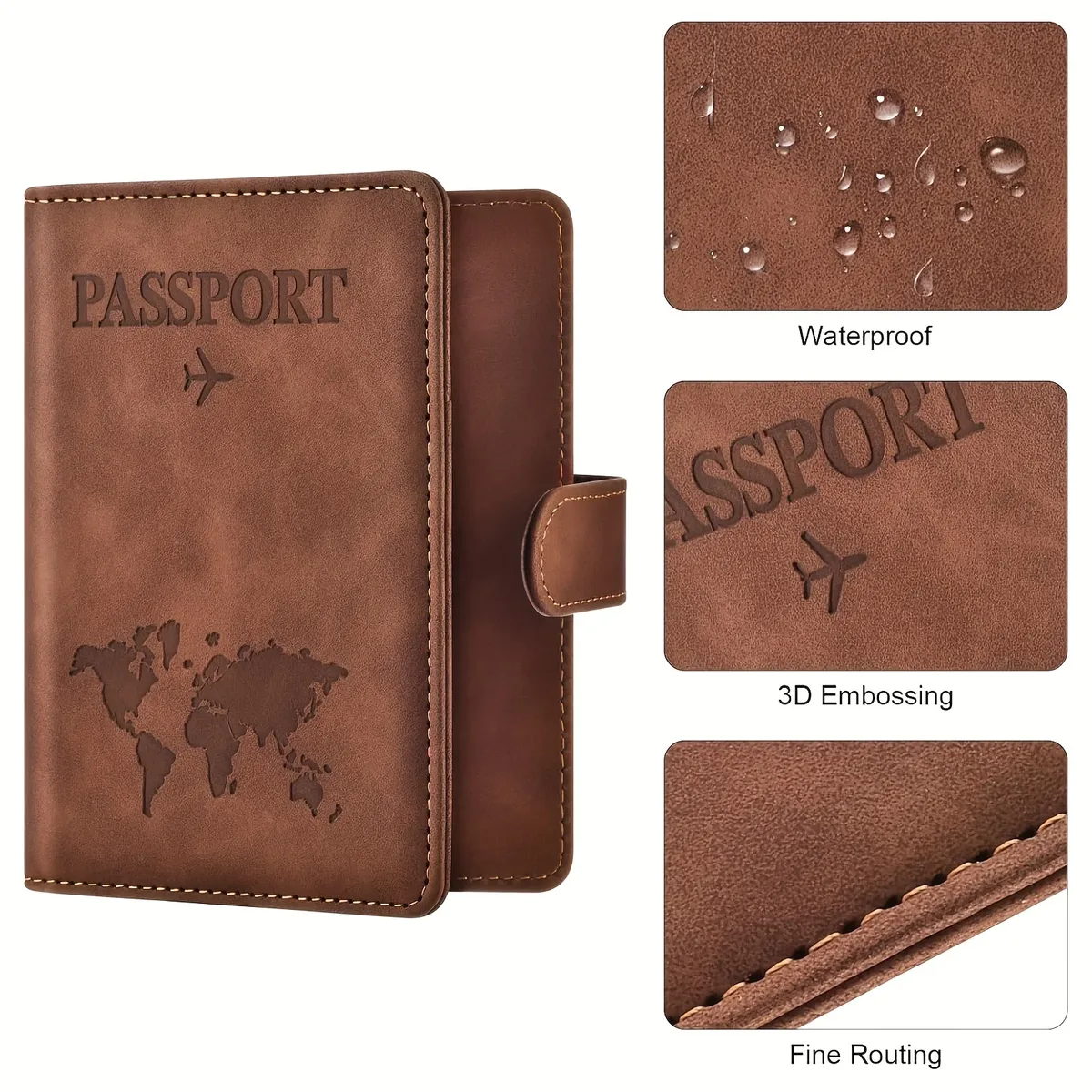 porte-passeport, couverture de passeport avec emplacement pour cartes de crédit et emplacement pour carte d'embarquement, étui portefeuille pour passeport, indispensable pour les voyages