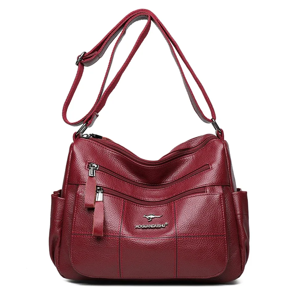 sacs à bandoulière en cuir souple multi-poches pour femmes, sacs à main classiques lancés, sacs à main de luxe de créateur, haute qualité, 2024