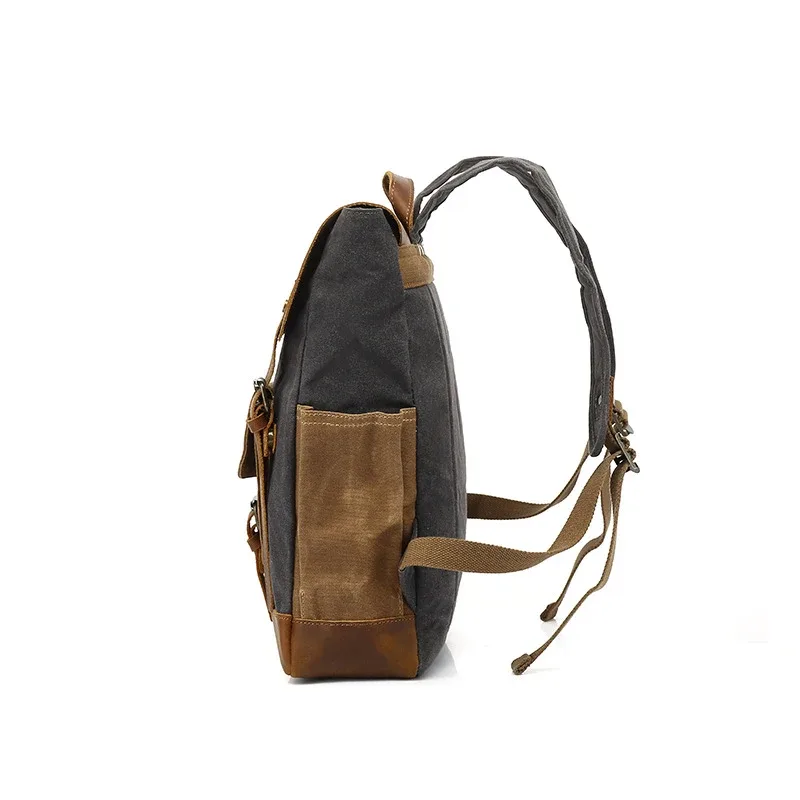 sac à dos pour homme, sac à dos d'ordinateur portable imperméable pour voyage, sac à dos vintage en toile cirée, sac à dos en cuir pour homme, sac d'école