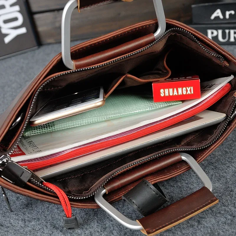 porte-documents d'affaires de luxe pour hommes, sac à bandoulière en cuir crazy horse de bonne qualité pour ordinateur portable, sac à main pour hommes