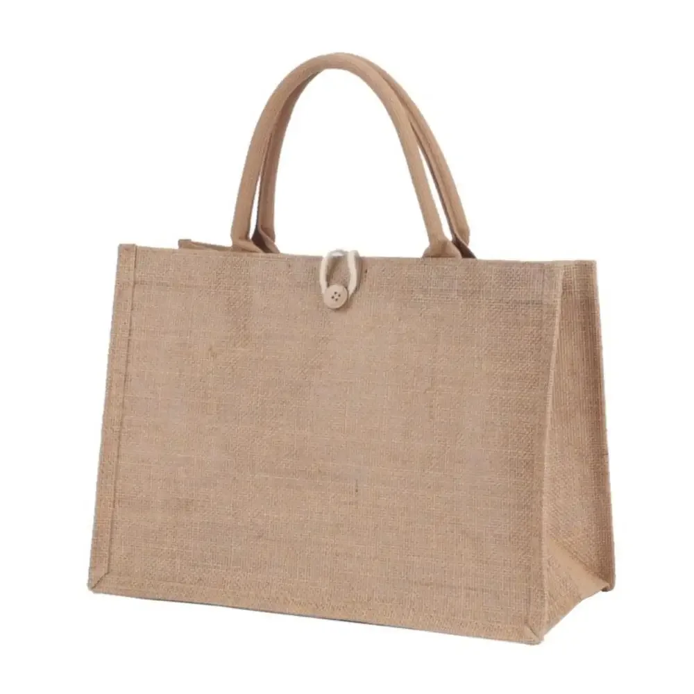 sac fourre-tout en lin pour femmes, sac à cuillère à soupe de plage en toile de jute, sacs à main portables, sac à provisions à poignée supérieure, grand, simple initié, sac à main multiple