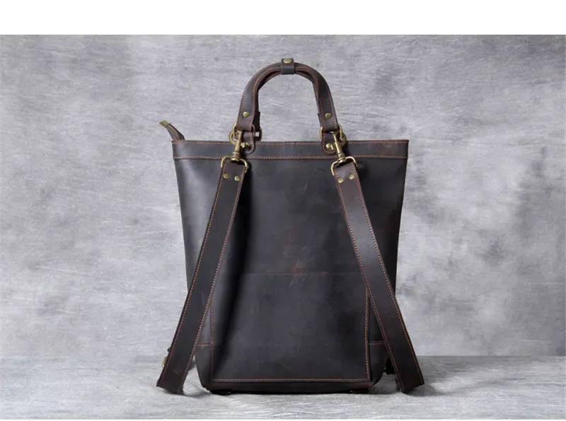 pndcloser-sac à dos multifonctionnel en cuir véritable pour hommes et femmes, sac à dos en cuir de vachette de cheval, sac à dos de travail pour ordinateur portable, sac à livres en élin naturel, vintage, voyage