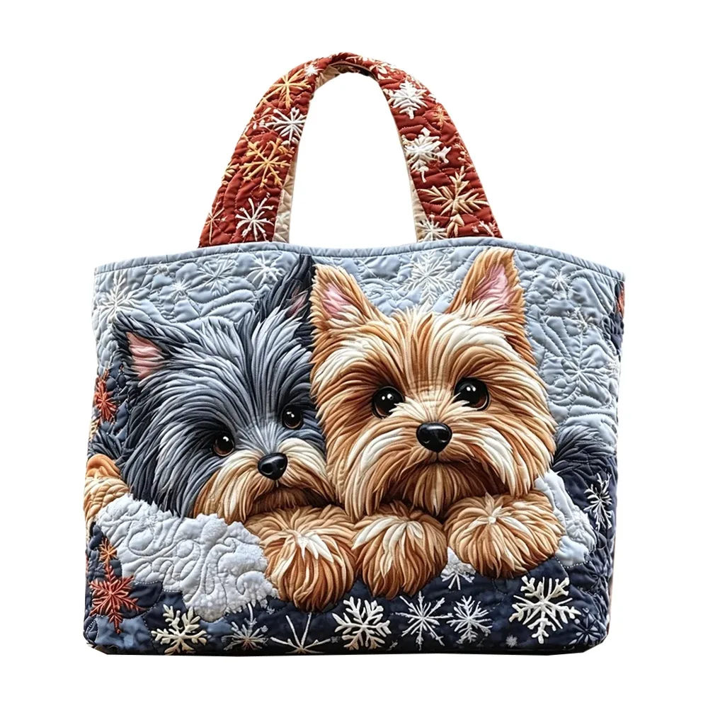 sac à main matelassé pour femme, motif chien yorkshire terrier amusant, sac à bandoulière décontracté pour le shopping quotidien