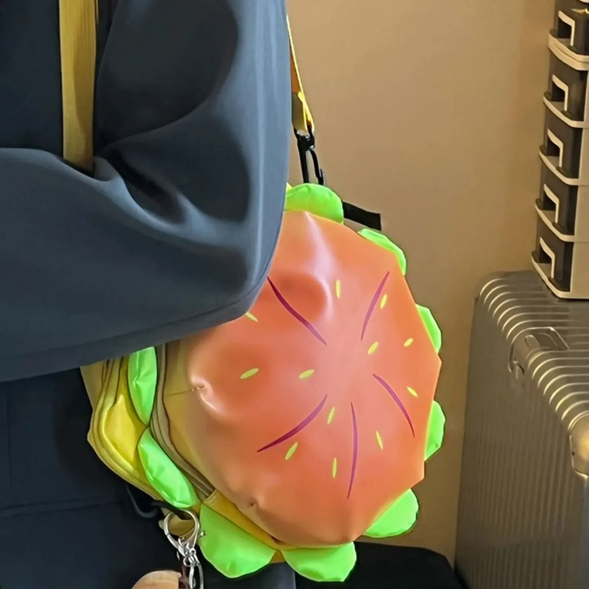sac dos pvc hamburger motif graines ligne rouge feuille vert soie doublure voyage plein air capacité inférieure 20 litres