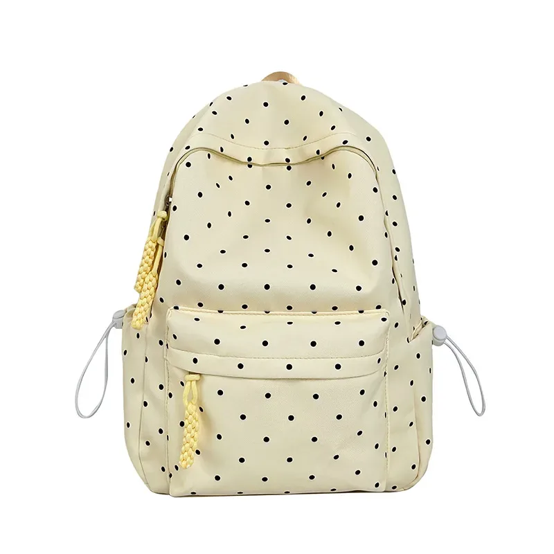 sac à dos scolaire coréen à pois grande capacité, sac à double bandoulière pour collégiens, sac à dos mignon style campus