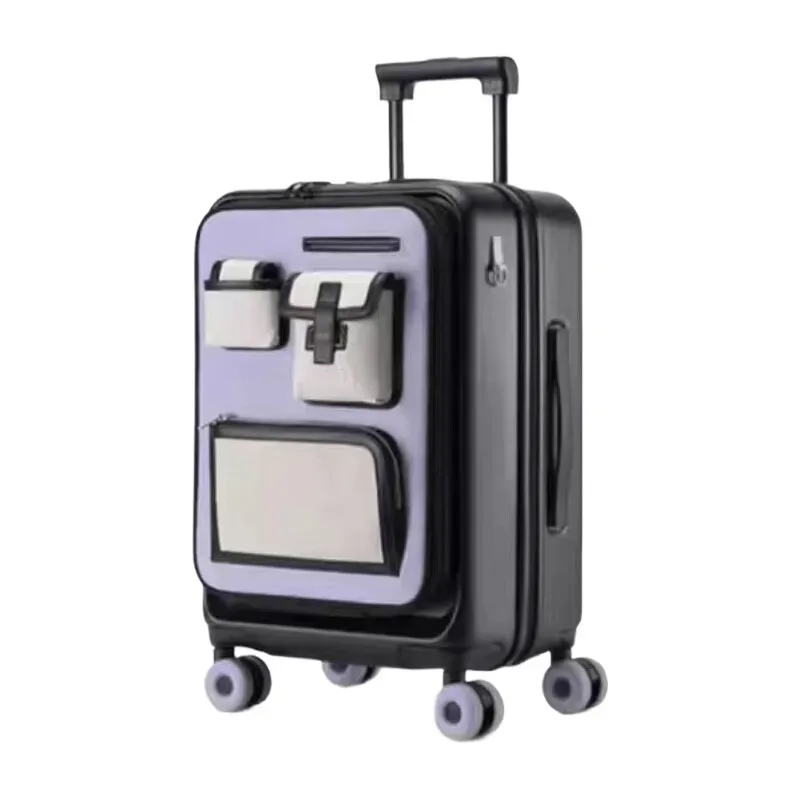 valise à main extensible à ouverture frontale de 20 pouces, avec roulettes et serrure tsa, bagage d'affaires au design de luxe