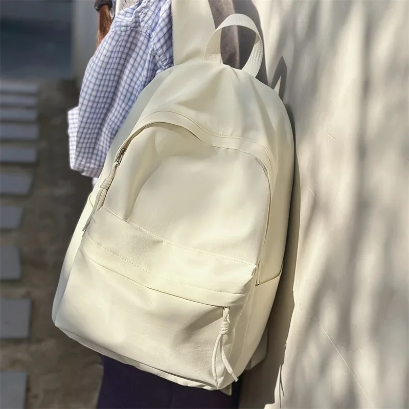 sac à dos en nylon pour femmes, sac à dos simple de couleur unie pour étudiantes, cartable pour adolescentes, sac à dos de voyage pour les déplacements