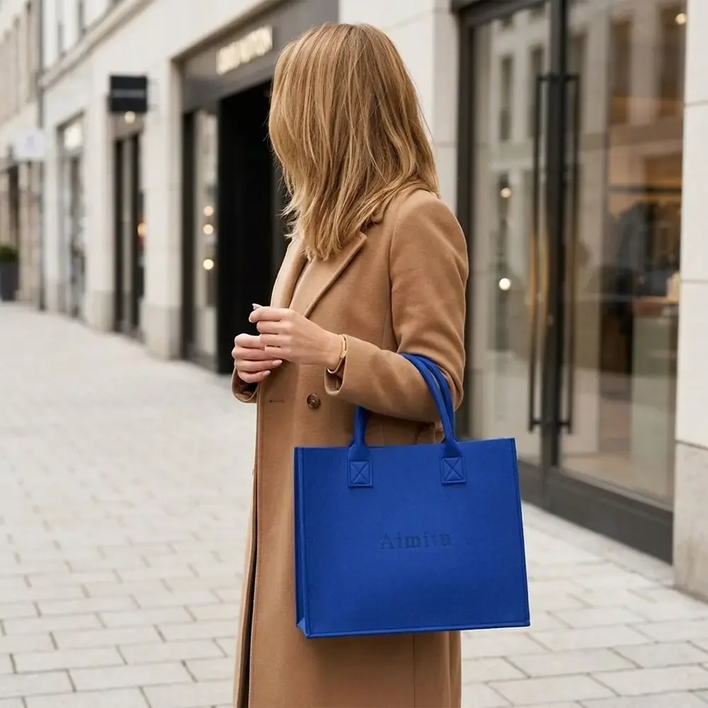 sac à bandoulière en feutre de grande capacité pour femmes, sacoche de voyage de couleur unie, sac à main simple s/m/l, nouvelle collection, 1 pièce