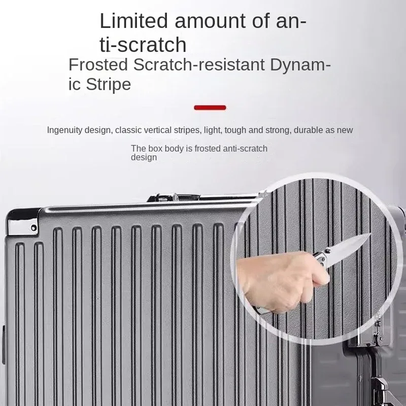 valise à cadre en aluminium, grande capacité, robuste et durable, avec serrure à combinaison, bagage cabine en pc épaissi, 20/22/24/26/28 pouces