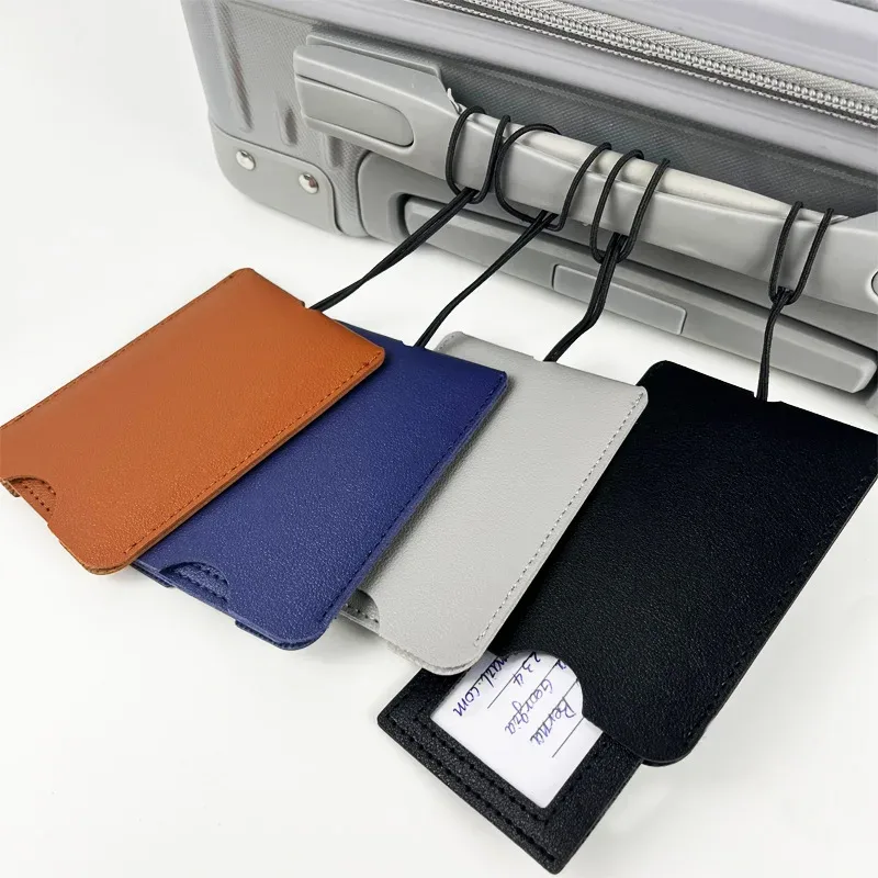 étiquettes à bagages en cuir pu pour hommes et femmes, étiquettes de sac de valise, porte-adresse d'identification de nom de bagage, étiquette de bagage, accessoires de voyage