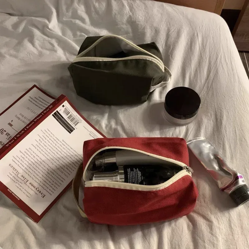 sacs de rangement de cosmétiques de style coréen pour femmes, 1 pièce, pour maquillage, voyage, étui de maquillage en toile, petit grand fourre-tout, kit de maquillage